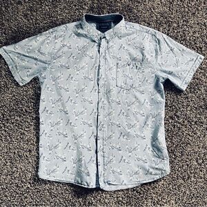 7 Diamonds Light Blue Floral Short-Sleeve Button-Down Shirt